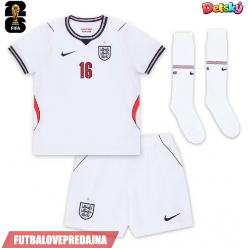 Lacne Dětský Futbalové dres Anglicko Kobbie Mainoo #16 MS 2026 Krátky Rukáv - Domáci (+ trenírky)